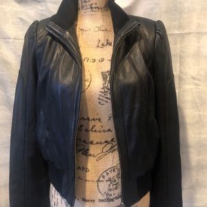 Anthropologie Lamb Skin Leather Bomber Jacket